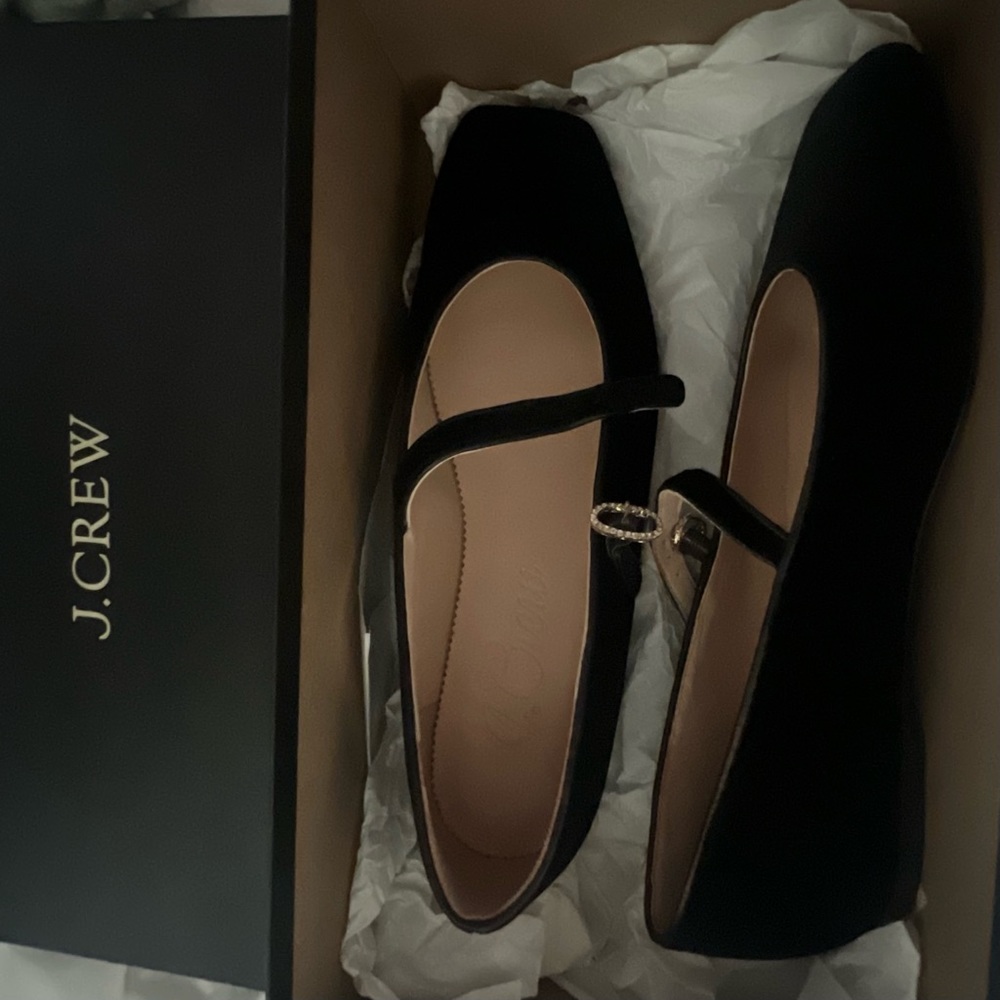 J crew Anya velvet Mary Jane flats